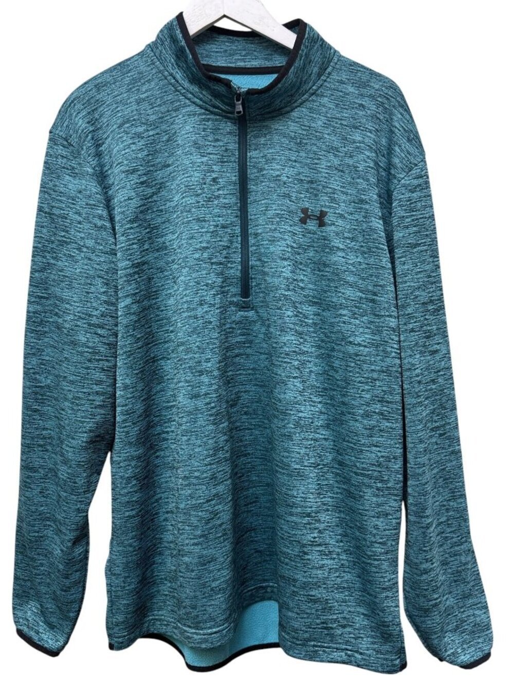 Under Armour Mens ColdGear Pullover 2XL Teal Blue 1/4 Zip Fleece 1/2 Zip